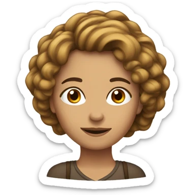Mulher  branca, cabelo cacheado castanho claro sticker