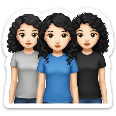 Haz algo relaciono con Disney donde haya quatre chicas con el tono de piel carne, una con el pelo rizado largo, una con el pelo muy corto negro, una con el cabello ondulado mediano y la otra con el pelo negro largo para poner en la parte delantera de la camiseta sticker