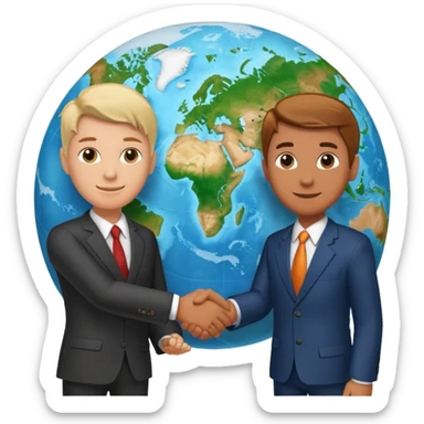 Shake hands and a globe showing negotiation of climate change sticker