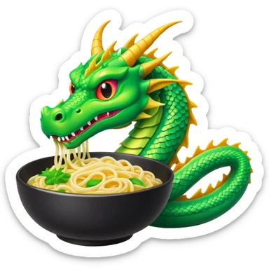 Cyberpunk style noodles restaurant and dragon sticker