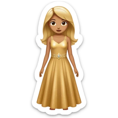 Realistic gold  dress with shimmer. No person, just a dress sticker