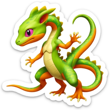 Mewtwo-Salandit-Gecko-Treecko-Kecleon-Fakémon-Pokémon-hybrid-creature (full body)  sticker