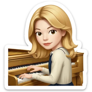 Michelle Monaghan with honey blonde hair playing piano sticker