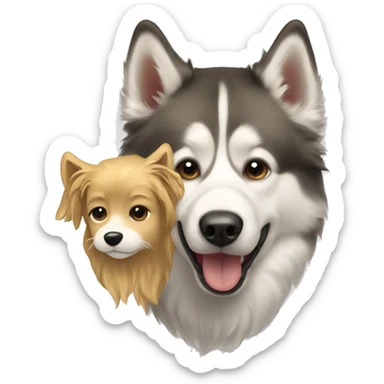 Huskie on top of a golden retriever sticker