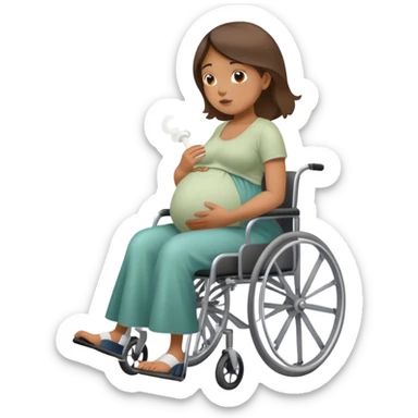 a pregnat woman i wheelchair stands up ans starts sniffing and smells poop sticker