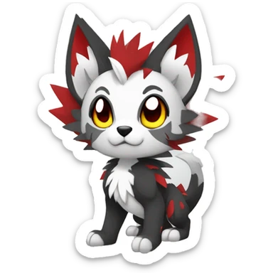Anthro cool edgy black white grey punk red animal hybrid Fakemon full body sticker