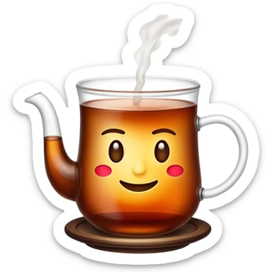 Cinematic Realistic Turkish Tea Pop Culture Emoji, featuring an inviting portrayal of a steaming glass of Turkish tea rendered with rich textures and warm, convivial lighting. sticker