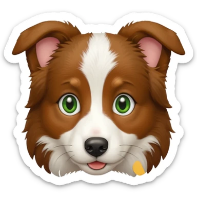 A border collie white and brown with green dark big eyes, a baby one  sticker