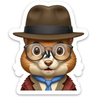 squirrel with glasses and fedora sticker