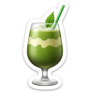 Iced Matcha latte in a wine glass sticker