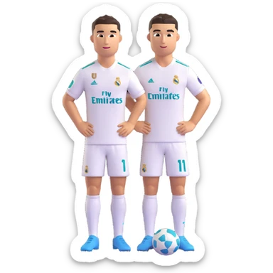 Cristiano Ronaldo in a Real Madrid kit, 3D emoji style, with transparent background. sticker