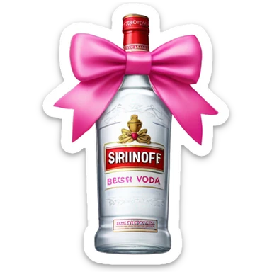 smirnoff vodka bottle with pink bow on it sticker