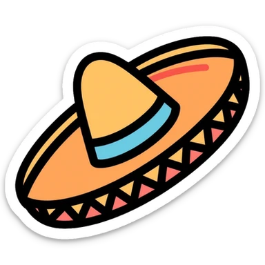 Mexican sombrero hat with decorative patterns sticker
