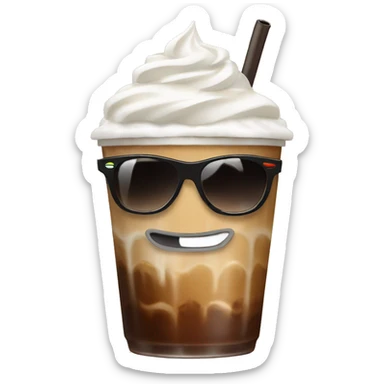 iced coffee with whipped cream and sunglasses sticker