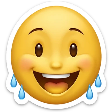 really really happy emoji, laughing with tears of joy, classic emoji style sticker