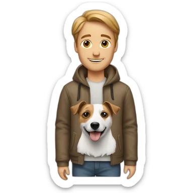 Man with jack russell terrier dog sticker