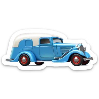 Hot wheels style, hot rod caravan,1935 pulling trailer,pearl blue  sticker