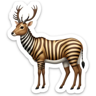 Wildebeest-Deer-zebra-ox-gazelle-fusion-animal-hybrid-creature, full body sticker