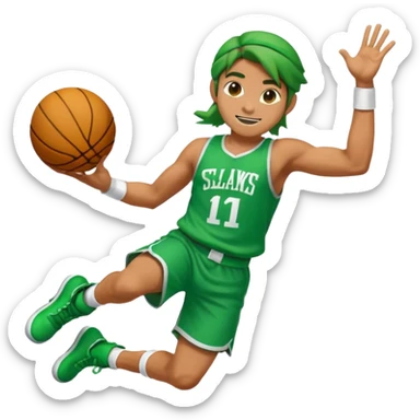 Link from Smash Bros performing a slam dunk, emoji style sticker