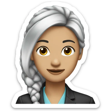 executive Long black ponytail hair woman black eyes  sticker