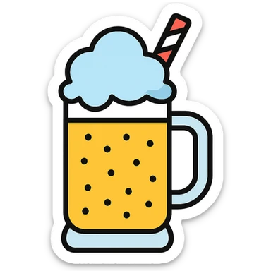 simple and clean color outline icon of cream soda sticker