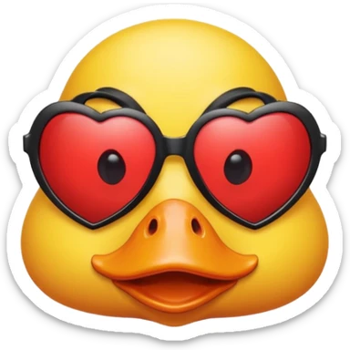 Make a frame emoji and inside it is a duck wearing red heart sunnies and the background is sky or anything blue sticker