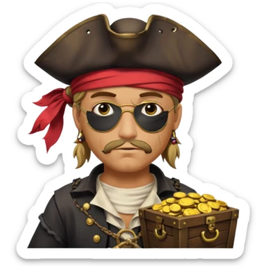 pirate with treasure. sticker