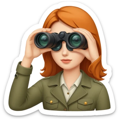 a woman looking into binoculars sticker