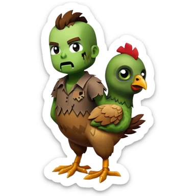 Minecraft chicken with a babe zombie on top sticker