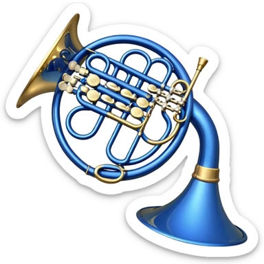 Blue french horn her tarafı mavi sticker