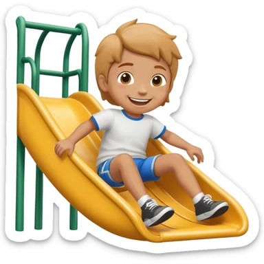 child sliding down a playground slide, cheerful and playful sticker