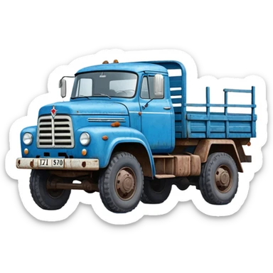 ZIL-130 Soviet truck with blue cabin and flatbed, classic Russian cargo truck from 1960s sticker