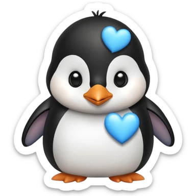 loving cute penguin whit blue hearts around him sticker
