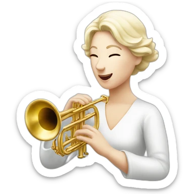 A white lady playing the white trumpet sticker