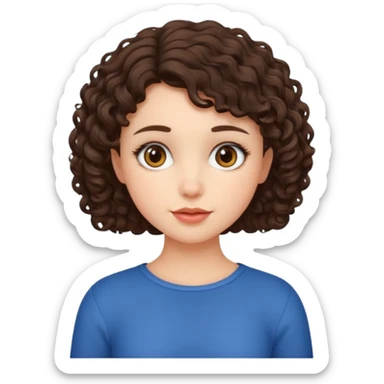 an emoji that describes a cute short curly hair brunette girl sticker