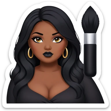 big plus size, long hair, baddie,pretty, makeup, black eyeliner, long hair sticker