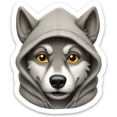 Wolf wearing a hoodie sticker