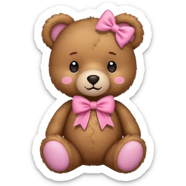 Cute teddy bear with a pink bow. sticker