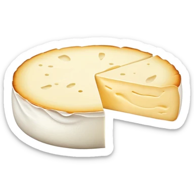 cinematic-realistic-brie-cheese-emoji,-featuring-a-creamy,-soft-ripened-cheese-with-a-delicate-rind-rendered-with-lifelike-detail-and-inviting,-natural-lighting. sticker