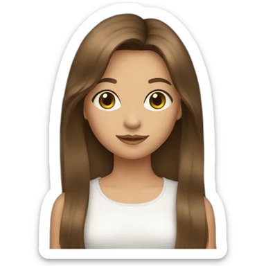 Girl with long brown hair and curtain bangs  sticker