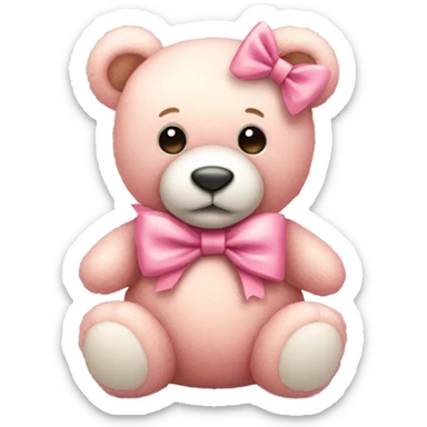 Cute light pink teddy bear with a bow  sticker