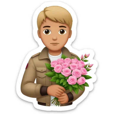 The bad boy is holding a bouquet of pink jasmine roses sticker