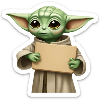 BABY YODA HOLDING A PAINTING BOARD sticker