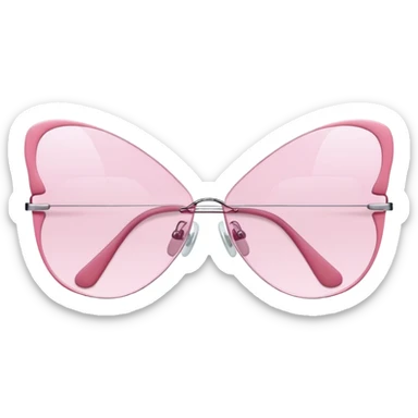Y2K butterfly shaped pink frameless glasses, early 2000s fashion, no rim sticker