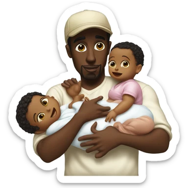 P diddy with a baby and baby oil sticker