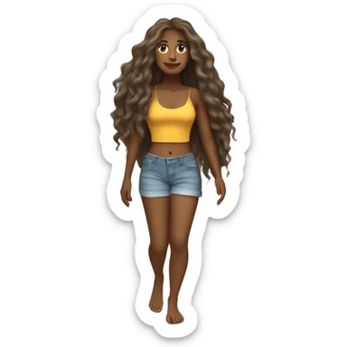 brownskin woman with very long hair going to beach sticker