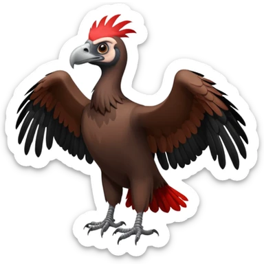 mature vulture with black and reddish feathers looking forward sticker
