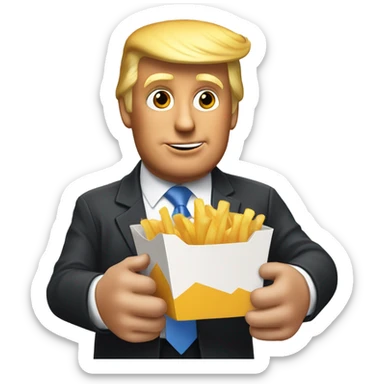 Donald Trump with French Fries sticker