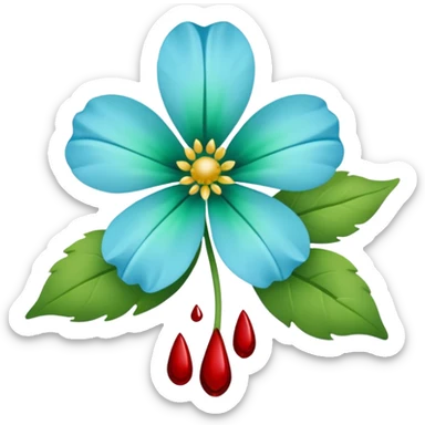 light blue/green flower spilling wblood sticker