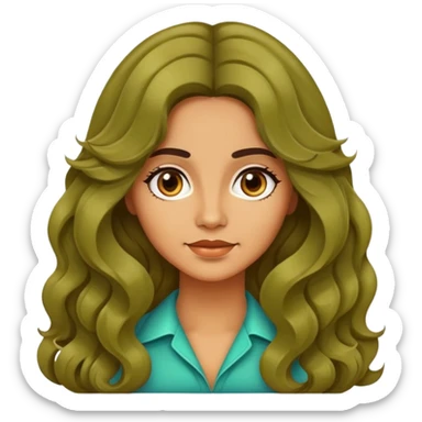 Alluring 1970's greek olive skin shiny long wavy textured tousled hair sticker